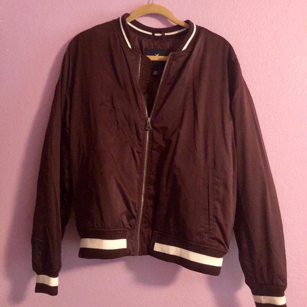 Maroon AEO bomber jacket